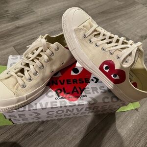 Converse Cream Sneakers with Red Heart